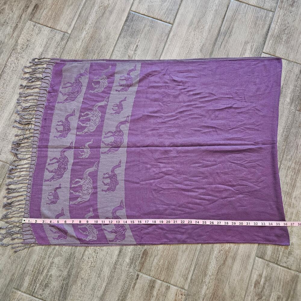 Golden Sky 100% Cashmere Scarf Purple Grey Camel Print Shawl Wrap Winter Fall - Picture 4 of 10